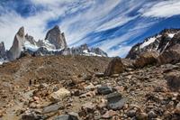 The mountain peaks in the rule of thirds.